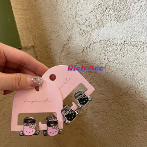 Cute Mini Claw Clip KT Cat Hair Clip Women Level Sensation Bangs Side Clip Cartoon Hair Accessories Silver Color
