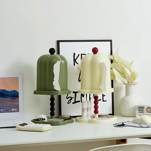 UFORU กระดาษทิชชูกล่องเจาะรูฟรีชั้นวางของชั้นสองซีลกันฝุ่นพร้อมฝาปิดกล่องกระดาษวินเทจ  DD2488-1