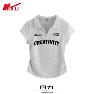 Warrior | Korean Style White Grey Cotton Short Fit Womens POLO Shirt