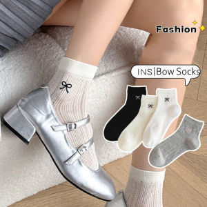 【♡Lovely girls house♡】Women Middle Tube Socks JK School White Sock Lace Bow Socks