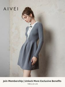 AIVEI | Winter Gray Noble Style Knit Dress