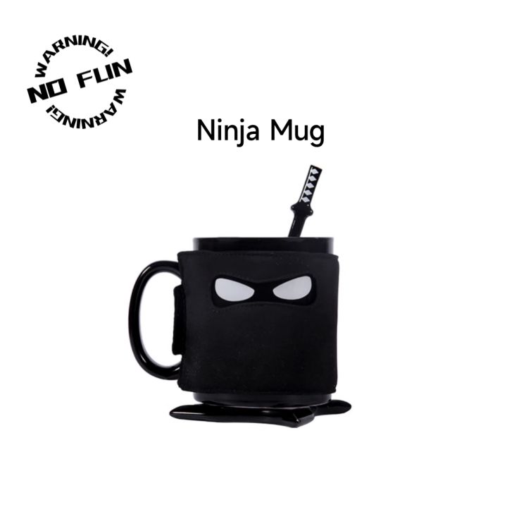 Ninja Mug with Coaster and Spoon Funny Gift from Thumbs Up Brand Tiktok Hot Gift for Boyfriend Japan Style Cup Ceramic Personality Coffee Mug Resistant Teacup Birthday  Gift  Novelty Gift Creative Gift Cool Gift Cute Gift