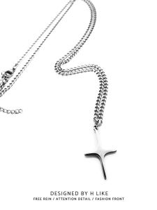 KALUNG RANTAI TITANIUM STEEL PRIA WANITA SILVER LIONTIN STAR BOYS ANTI KARAT TIDAK LUNTUR-CJR TITANIUM