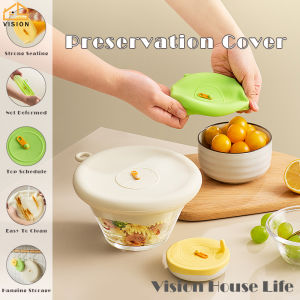 Tầm Nhìn 2 cái/bộ Silicone màng bọc thực phẩm dùng cho thực phẩm Silicone Cling Nắp Chất chịu nhiệt độ Cao màng bọc thực phẩm Với lỗ treo Nhà Bếp Tổ Chức Nắp kín hơi Tái Sử Dụng Thực Phẩm Nắp