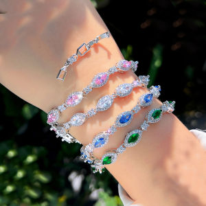 Sequito tuyệt đẹp đám cưới cô dâu trang sức đeo cổ tay nhiều màu AAA Marquise Zirconia cắt hình khối Vòng tay trang phục đồ trang sức B387