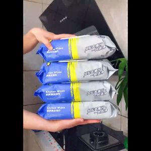 80Pcs Kitchen Cleaning Wipes Strong Decontamination Wet Wipes Large Kitchen Towel Tissue Multi Usage Degreasing Cleaning Wet Tissue Tisu Basah Dapur