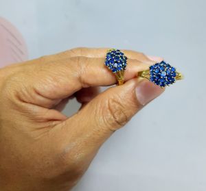 แหวนทองเหลืองพลอยไพลิน แหวนมงคลโบราณ (TL-6)