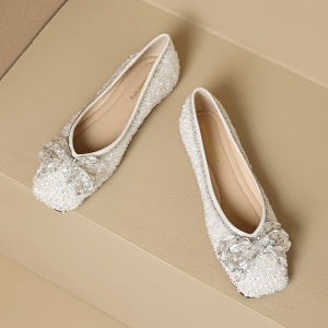 Soft Gentle Flat Bottom Womens Shoes with Butterfly Knots Comfortable Maternity Wedding Shoes Easy to Wear Daily Fashion Sandals