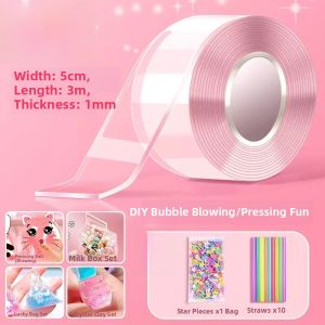 Nano Tape Bubble Blowing Full Set Glitter Dust Childrens Toy Girls Blowable Bubble Tape Complete Kit Sparkling Fun for Kids