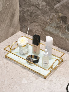 Accessible Luxury Toilet Countertop Organizer Tray Cosmetics Storage Rack Bathroom Glass Bracket Washstand Storage