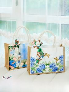 Handmade DIY Butterfly Bone Bar Canvas Bag for Salon Warm-Up Activities Creative Gift Handheld Shopping Bag Eco-Friendly