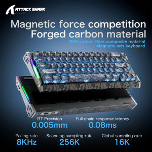 ATTACK SHARK | ATTACK SHARK R68HE Magnetic Axis Gaming Wired Keyboard 0.005mm RT Accuracy 256K Scan Rate 8000Hz Polling Multiple Colors