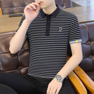 Áo Thun Polo Tay Ngắn Mùa Hè Bằng Cotton Lụa Băng Tay Lửng Cổ Polo Cotton Nguyên Chất Thời Trang Nam