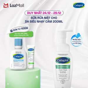 Sữa rửa mặt dạng bọt siêu mềm mịn giúp làm dịu tức thì & cấp ẩm tối ưu cho da nhạy cảm CETAPHIL SOOTHING FOAM WASH 200ML