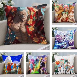 Bandai | One Piece Roronoa Zoro Anime Plush Pillow Cover Soft Short Plush Cushion Cover For Sofa Bedroom Home Decor Gift Decoration