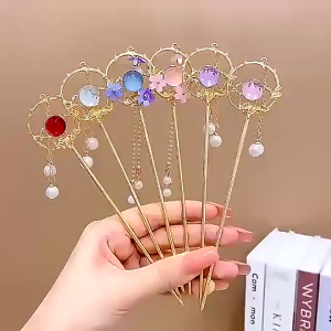 Trâm Cài Tóc Cho Nữ Chất Lượng Cao Phong Cách Vintage Lửa Hồng Trăng Tua Rua Phong Cách Cổ Xưa Kẹp Tóc