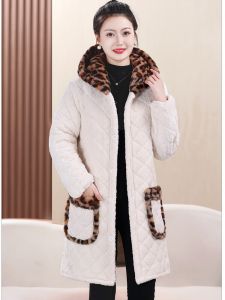 Womens Fleece Lined Thickened Cotton Jacket Autumn Winter New Style Upper Body Medium Length Elderly Coat Cotton Outerwear