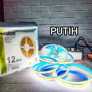VDR LED STRIP COB WARNA CAHAYA PUTIH / COOL WHITE / COOL DAYLIGHT 6500K DC 12V 320LED / METER IP33 5M 1Roll 5 METER BAGUS KUALITAS TERBAIK