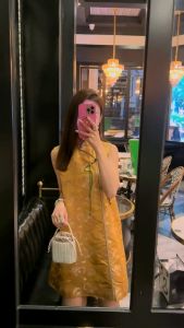 New Chinese Style Yellow Sleeveless Dress Womens Summer High End Beautifully Reformed Cheongsam Midi Skirt H Version