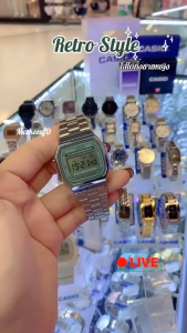 CASIO A-168WA หน้าปัด36มม. นาฬิกาชาย-หญิง ดิจิตอล สายสแตนเลส กันน้ำ มีแสงสว่าง คาสิโอแท้ รับประกันศูนย์ 1ปี