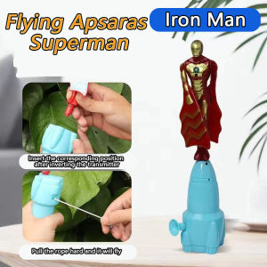 A-G New creative flying toy Spider Man Iron Man Superman flying toy Childrens bamboo dragonfly creative rotating flying toy Childrens outdoor game sports toy Boys and Girls Gift