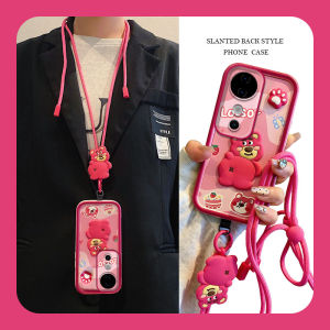 ปลอกอ่อนสายคล้องพกพาสำหรับ เคส VIVO V40 Pro V30 V29 V29e V27 VIVOV40 5G น่ารักสีเคสโทรศัพท์รูปการ์ตูนตุ๊กตา3D น่ารักพร้อมเลนส์ป้องกันฝาครอบหลังซิลิโคนกันกระแทก2024