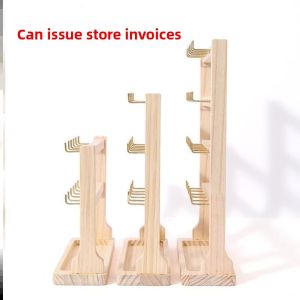 Wooden Keychain Jewelry Display Stand with Hook Small Accessory Hanging Rack Earring Bracelet Showcase Storage Organizer