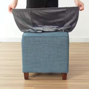 1pc T-Shape Jacquard Square Stool Cover Ottoman Stool Cover Elastic Solid Color Sofa Footrest Slipcovers for Living Room Hotel