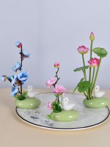 Creative Little Swan Flower Decorative Plate Hotel Style Sushi Carpaccio Platter Decoration Plum Blossom Miniature Ornament