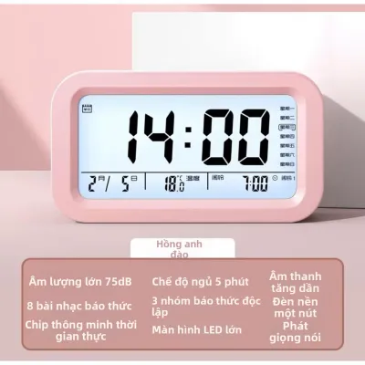 Đồng Hồ Báo Thức Có Giọng Nói và Đèn Đêm cho Người Cao Tuổi và Người Mù