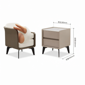 YUANSHI YUANSU | Natural Solid Wood Modern Minimalist Birch Grey Bedside Table