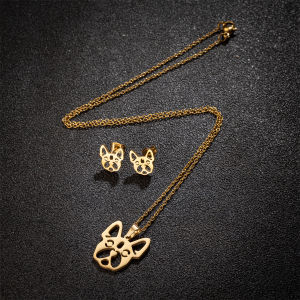 Wholesale Stainless Steel Jewelry Set For Girls Animal Plant Flower Pendant Clavicle Chain Choker Gold Color Earring New Trend