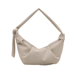 Retro Korean Soft Leather Pleated Dumpling Bag Casual Versatile Single Shoulder Slant Cross Bag Lazy Style Croissant Horn Bag