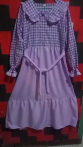 Tatiana Gamis Dress Muslim Wanita Dewasa & Anak Remaja: Fashion Muslimah Gamis Busui Dress Maxi Bahan Moscrepe Kombinasi Katun Kotak Kotak Size S M L