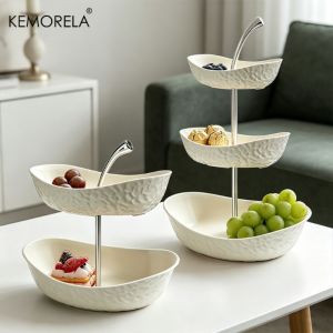 KEMORELA 2/3 Tier Plastic Fruit And Vegetable Basket - Multi-Functional Kitchen Storage Rack for Storing Fruits Vegetables Cake