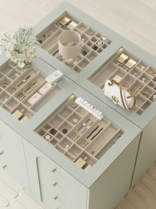 Green Integrated Bedroom Chest of Drawers Self-View Glass Decorative Cabinet Nordic Style Multi-Function Storage Furniture