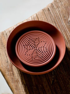 Red Clay Tea Tray Mat Two-Piece Set Dry Foaming Dish Tea Sea Pot Holder Cup Mat Tea Tray Vintage Chinese Style Single Layer Drainage