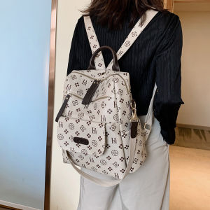 Trendy Large Capacity Womens Backpack Fashionable All-Match College Student Bookbag Shoulder Bag Soft PVC Zipper Closure