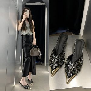 DIANCHA | Sparkling Crystal Pointed Toe Heeled Slipper