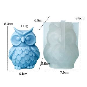 Cute Owl Silicone Candle Molds 3D Owl Soap Plaster Resin Crafts Casting Mold DIY Handmade Animal Chocolate Ice Cake Baking Tool