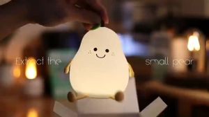 Night Lights for Kids Pear/Yali Shaped Cute Silicone Nightlight 4/7 Colors Night Lamp USB Charging for Bedroom Bedside Room