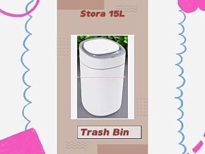 Stora 15L Trash Bin Tempat Sampah Self Adsorption Otomatis Hijau Putih Tampilan Minimalis Modern