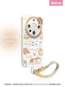 Huawei Mate80 pro Max Silicone Liquid Phone Case with Lanyard Ultra Thin Womens Style Cute Dog Design Full Cover New Model