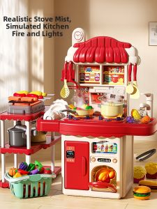 WANJUTEGONGDUI | Kitchen Cooking Simulation Toy Set for Toddlers 3 6 Years Old Realistic Stove Mist Fire Lights Pretend Playset Educational Toy for Boys Girls Portable Durable