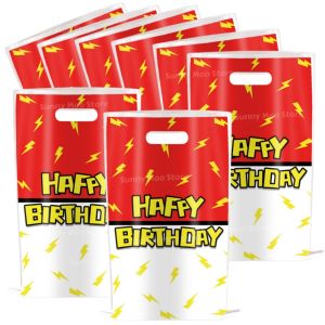 Hasbro | Happy Birthday Party Favor Bags Red White Lightning Bolts Plastic Candy Gift Bag for Kids Birthday Baby Shower Party Decorations