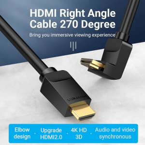 Cáp HDMI 4K 60Hz Vention – Góc Vuông 90 Độ Đầu Mạ Vàng Vỏ PVC Chống Nhiễu Độ Bền Cao