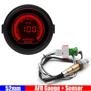 2" 52mm Air Fuel Ratio Gauge Blue/Red LED AFR Meter Display With Narrowband O2 Oxygen Sensor 0258006028 for Gasoline Racing Car
