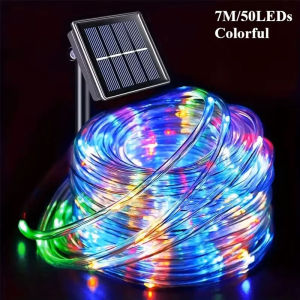 LED Solar String Light Outdoor Garden Lawn Lamp 7M/12M Waterproof Tube Rope Lights Strings Christmas Tree Yard Fence Decor lamp