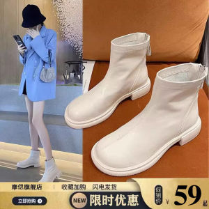 Womens Short Martin Boots Winter Warm Fleece Lined Slim Chelsea Boots British Style Ankle Boots Waterproof Rubber Outsole