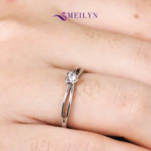 MEILYN Cincin Perak Wanita Mata 1 Motif Bulat 2 Susun 18K 0222240088